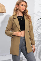 Lapel Neck Long Sleeve Blazer with Pockets.