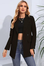 Lapel Neck Long Sleeve Blazer with Pockets.