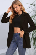 Lapel Neck Long Sleeve Blazer with Pockets.
