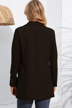 Lapel Neck Long Sleeve Blazer with Pockets.