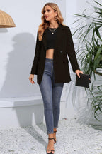 Lapel Neck Long Sleeve Blazer with Pockets.