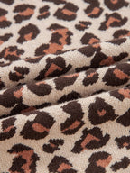 Leopard Print High Neck Shift Mini Sweater Dress.