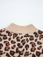 Leopard Print High Neck Shift Mini Sweater Dress.