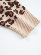 Leopard Print High Neck Shift Mini Sweater Dress.