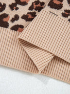 Leopard Print High Neck Shift Mini Sweater Dress.