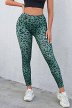 Leopard print leggings with a wide waistband for comfortable and stylish wear