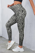 Leopard print leggings with a wide waistband for comfortable and stylish wear