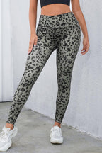 Leopard print leggings with a wide waistband for comfortable and stylish wear