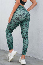 Leopard print leggings with a wide waistband for comfortable and stylish wear