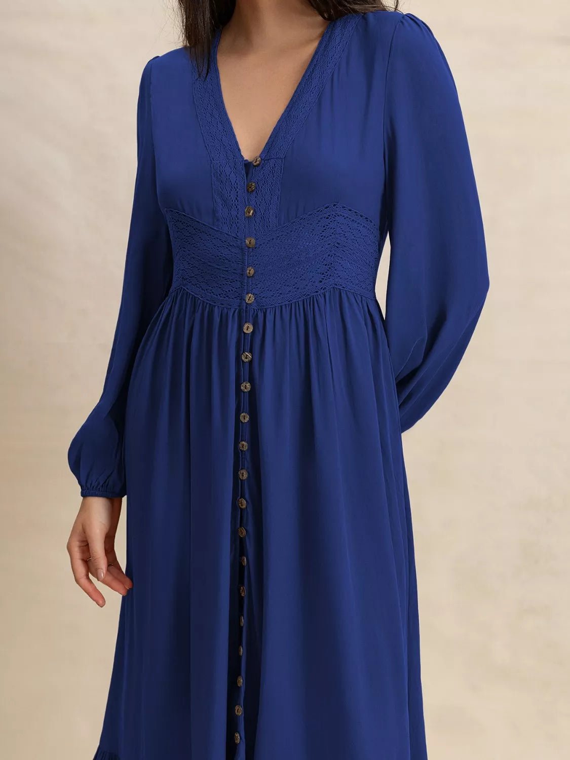 Long Sleeve Button-Front Maxi Dress.