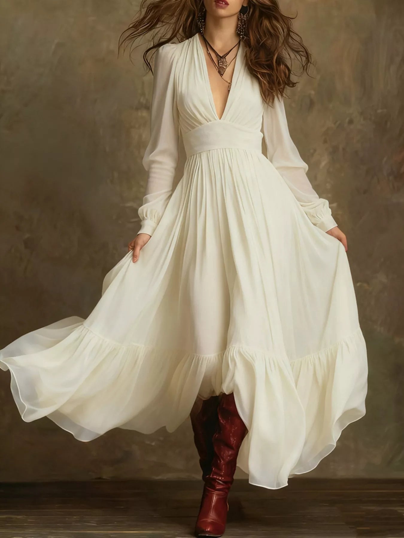 Long Sleeve Flowy Maxi Dress.