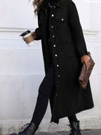 Longline Button-Front Denim Jacket.