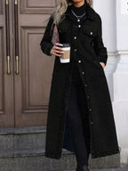 Longline Button-Front Denim Jacket.