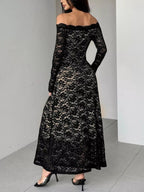 Off-Shoulder Lace Maxi Dress.