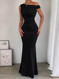 One-Shoulder Ruched Bodycon Maxi Dress.