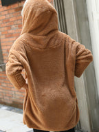 Open Front Hooded Teddy Coat.