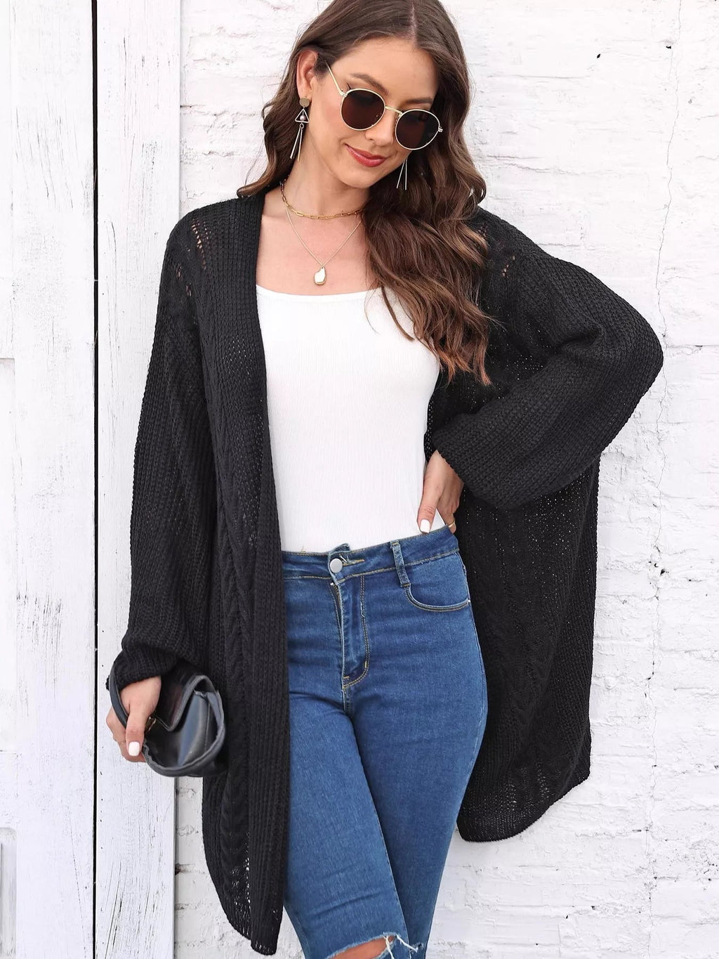 Open Front Long Sleeve Cardigan.