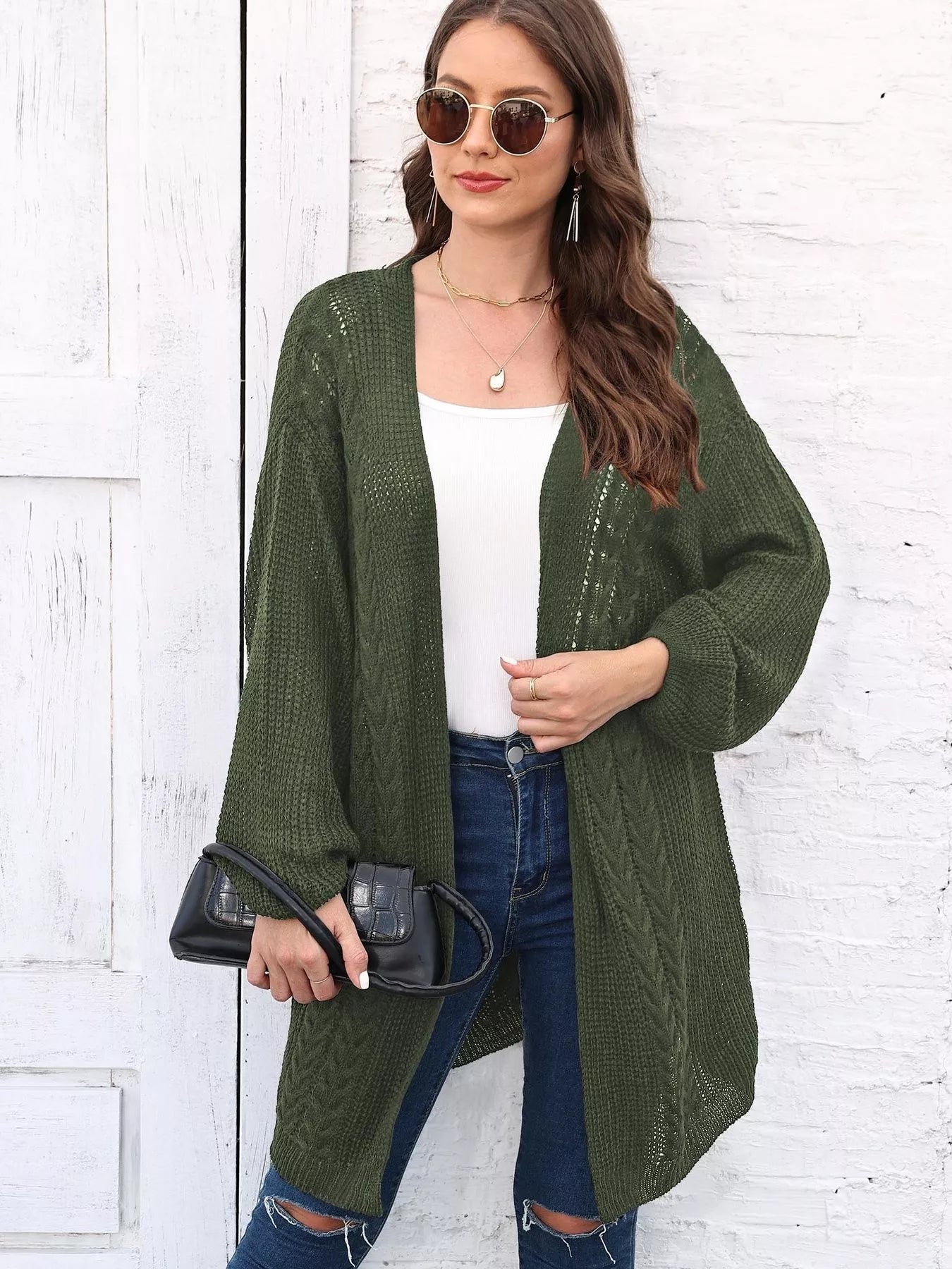 Open Front Long Sleeve Cardigan.