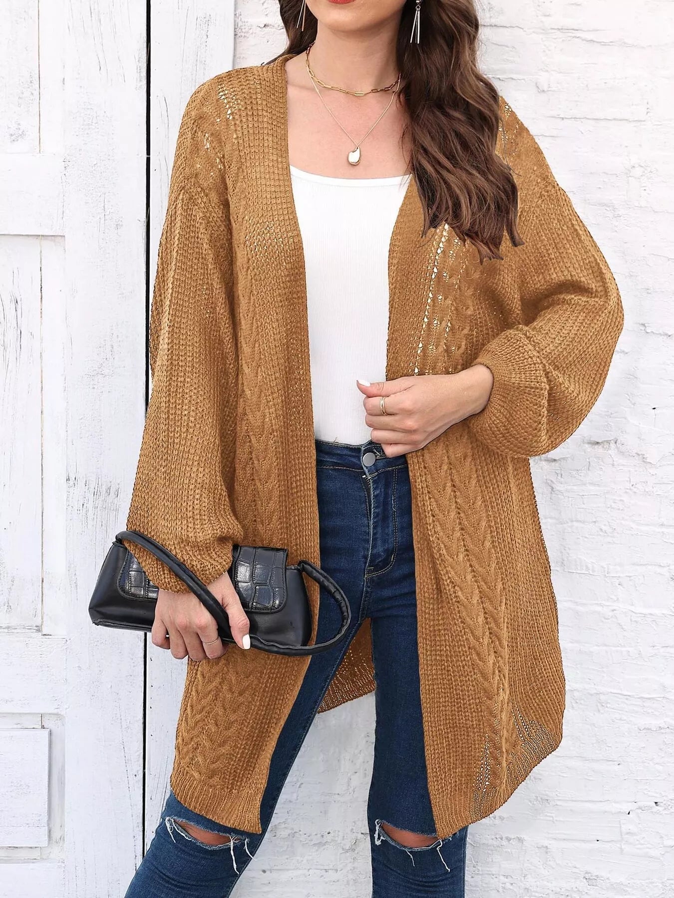Open Front Long Sleeve Cardigan.