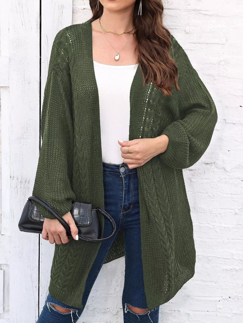 Open Front Long Sleeve Cardigan.