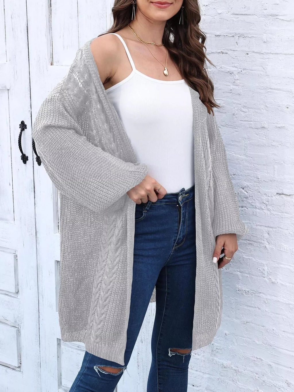 Open Front Long Sleeve Cardigan.