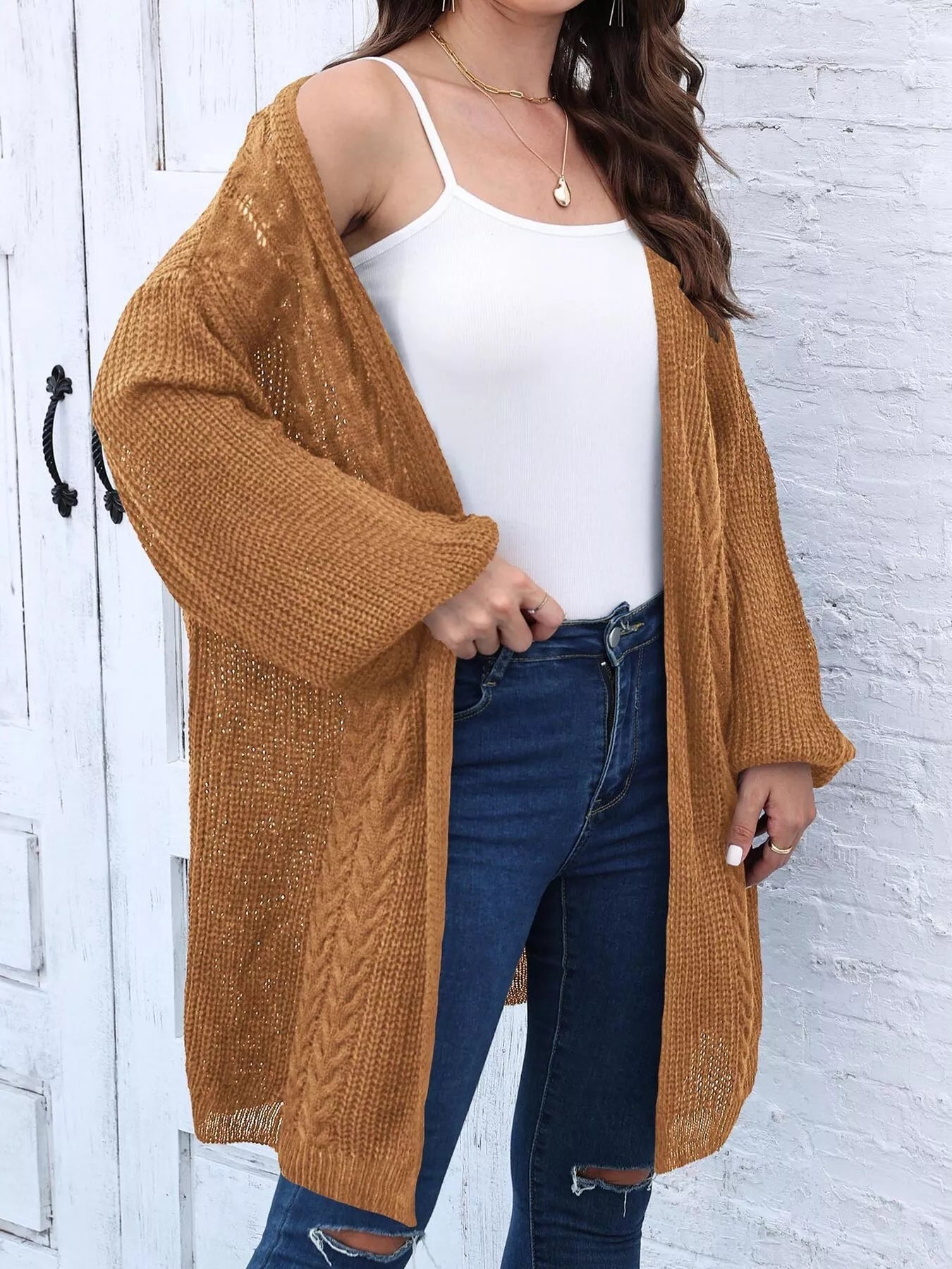 Open Front Long Sleeve Cardigan.