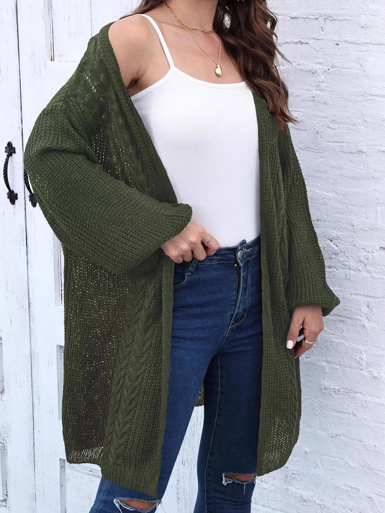 Open Front Long Sleeve Cardigan.