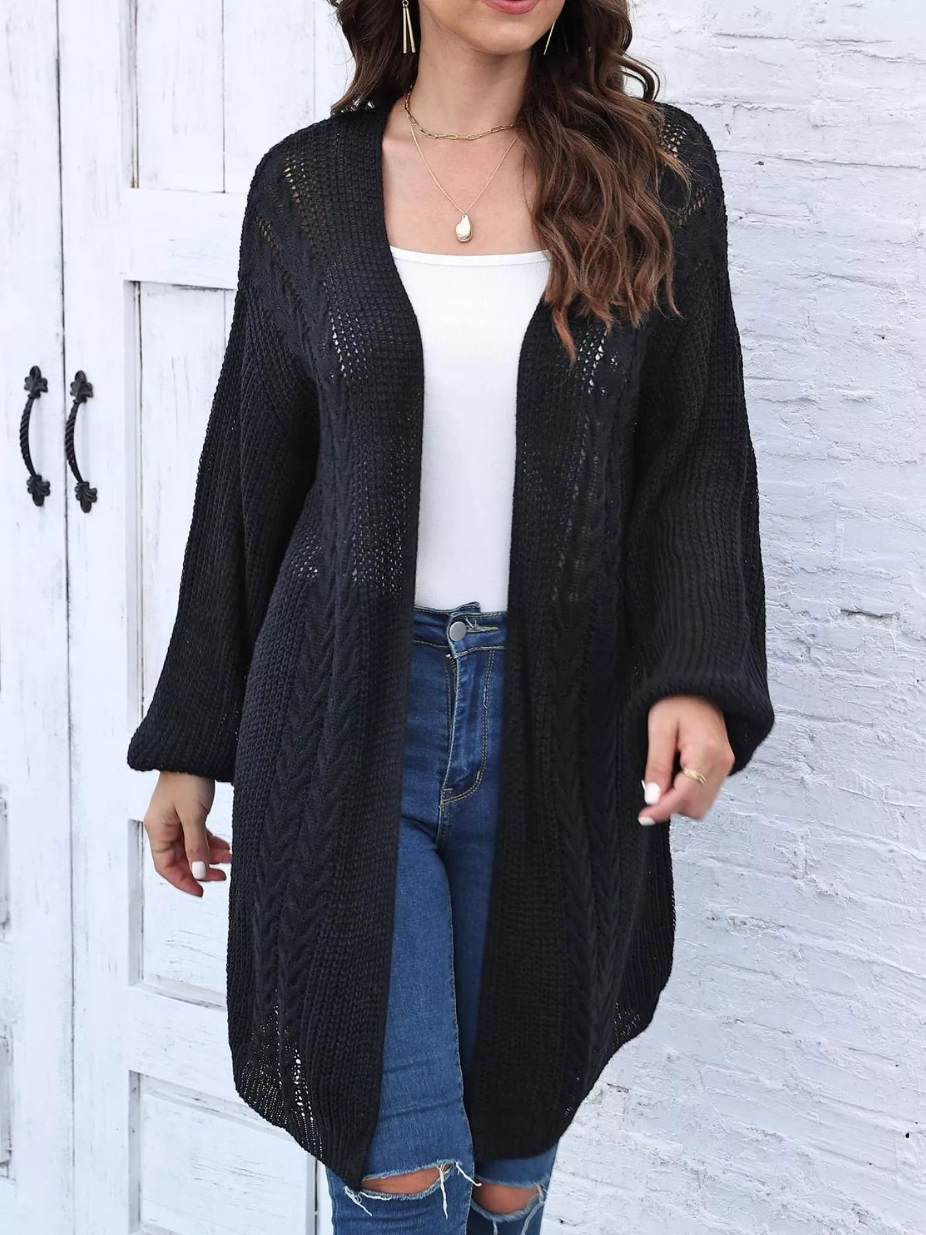 Open Front Long Sleeve Cardigan.