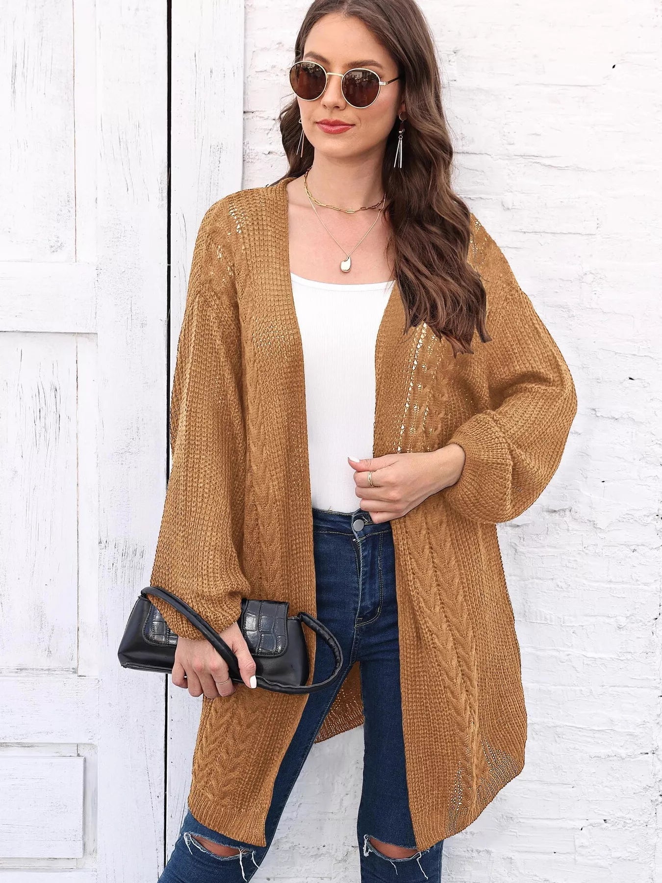 Open Front Long Sleeve Cardigan.