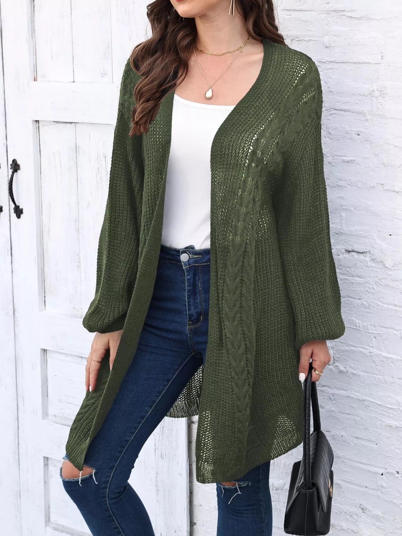 Open Front Long Sleeve Cardigan.