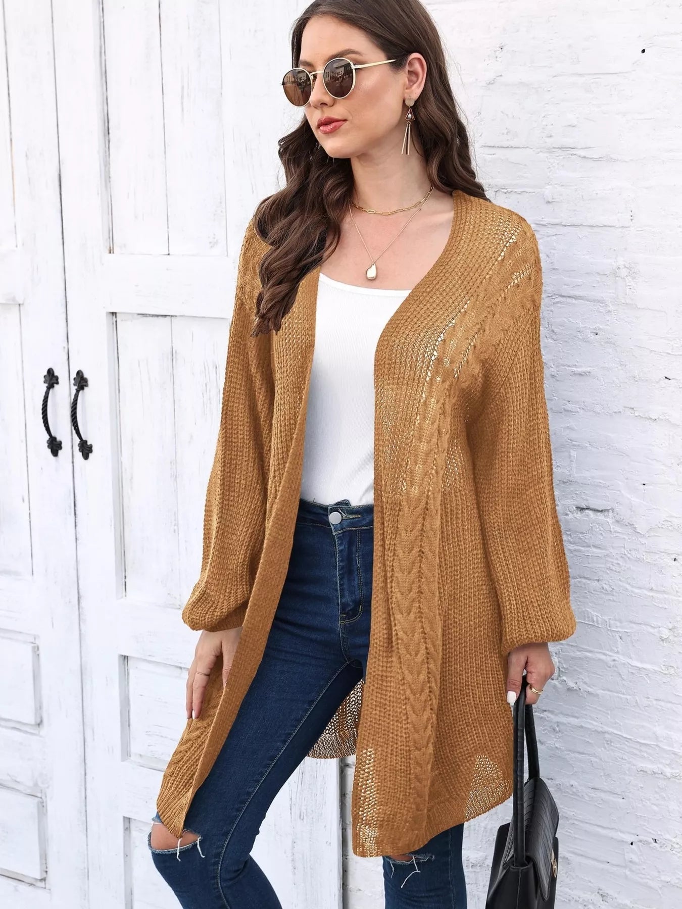 Open Front Long Sleeve Cardigan.