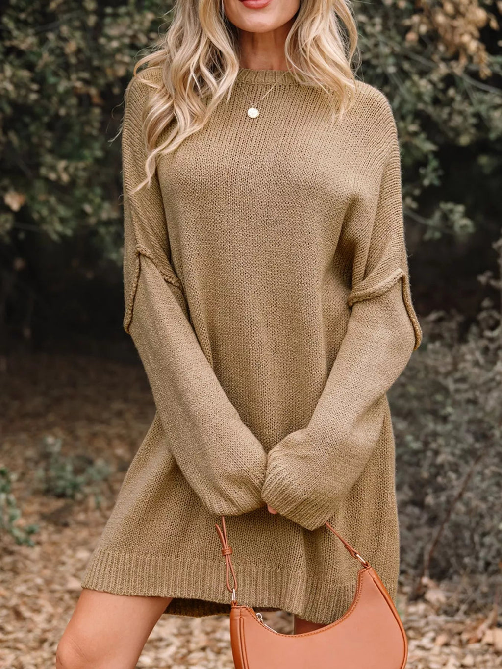 Oversize Drop Shoulder Slouchy Sweater Dress.