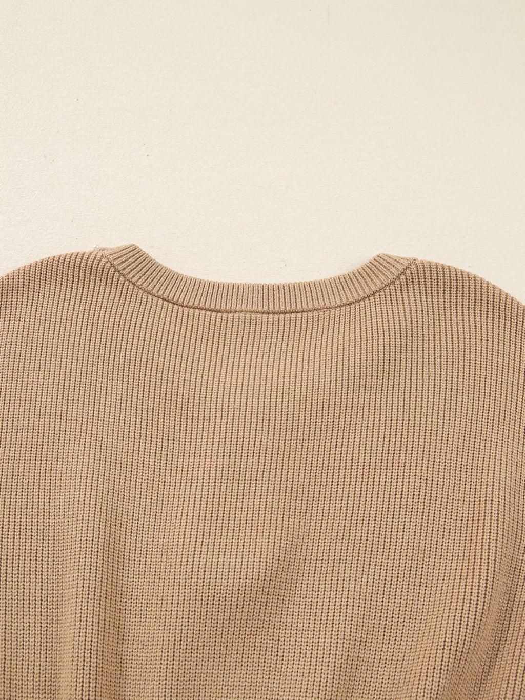 Pearl Embellished Keyhole Ribbed Sweater Dress.