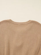 Pearl Embellished Keyhole Ribbed Sweater Dress.