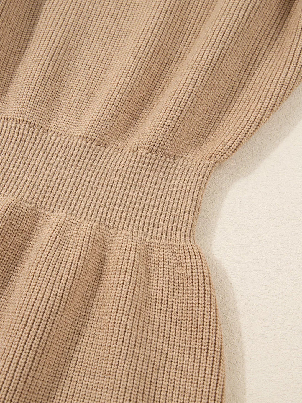 Pearl Embellished Keyhole Ribbed Sweater Dress.