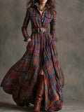 Plaid Button Front Maxi Shirt Dress.
