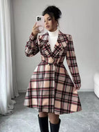 Plaid Button Up Long Sleeve Coat.