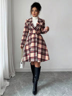 Plaid Button Up Long Sleeve Coat.