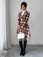 Plaid Button Up Long Sleeve Coat.