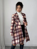 Plaid Button Up Long Sleeve Coat.