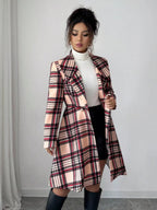 Plaid Button Up Long Sleeve Coat.