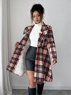 Plaid Button Up Long Sleeve Coat.