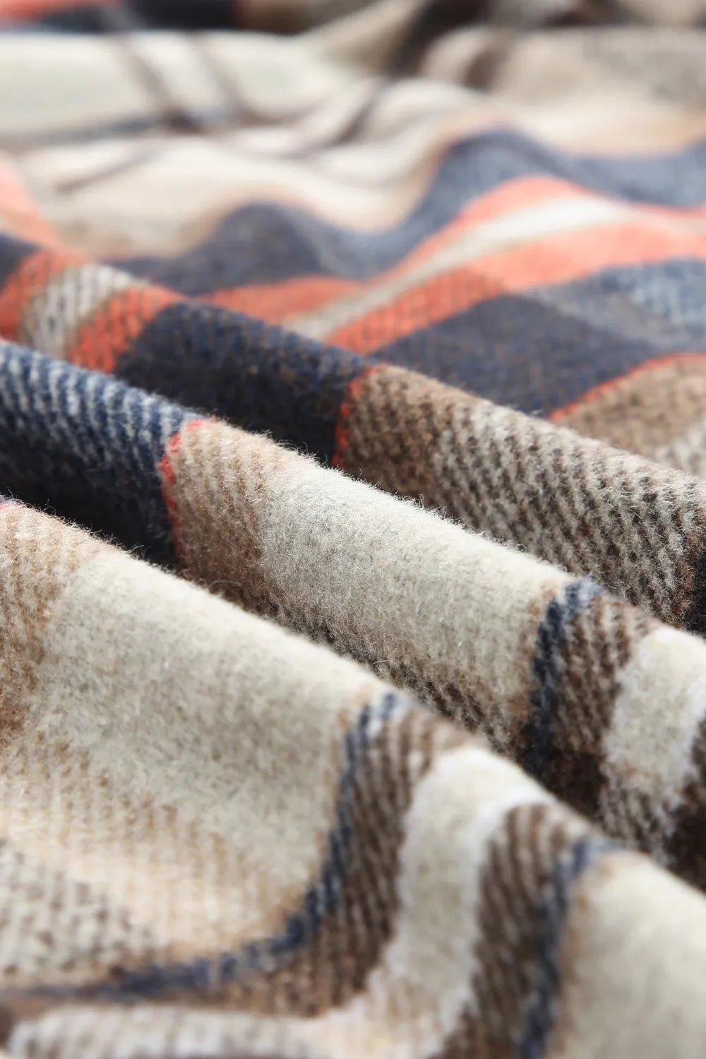 Plaid Longline Jacket with Pockets.