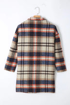 Plaid Longline Jacket with Pockets.