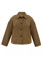 Plus Size Button-Down Cropped Outerwear.