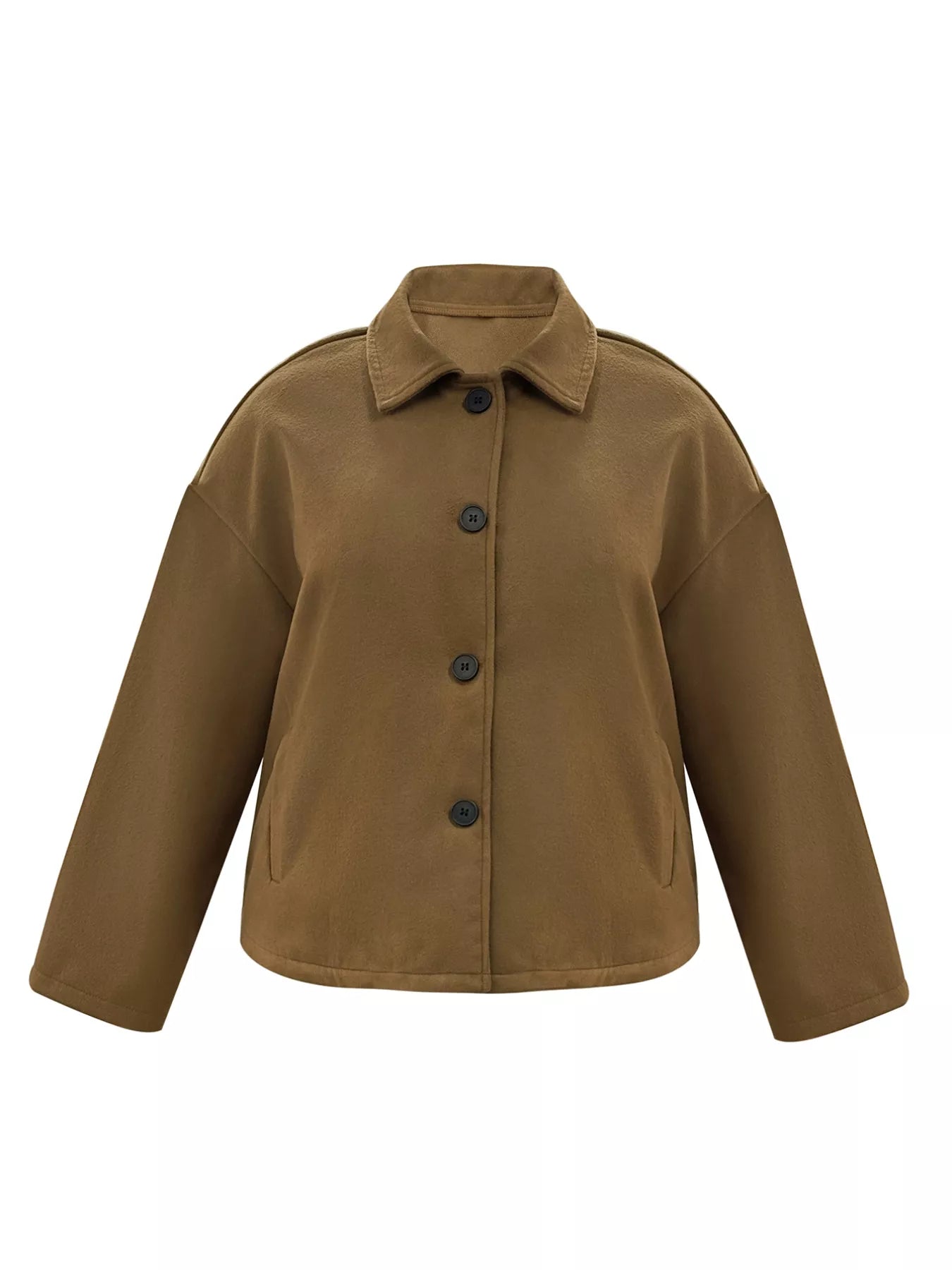 Plus Size Button-Down Cropped Outerwear.