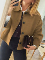 Plus Size Button-Down Cropped Outerwear.