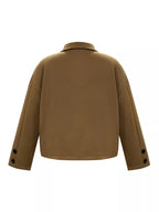 Plus Size Button-Down Cropped Outerwear.