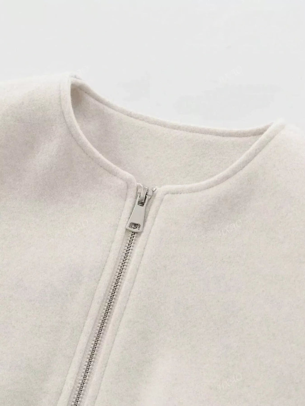 Plus Size Casual Fleece Zip-Up Bomber Jacket.