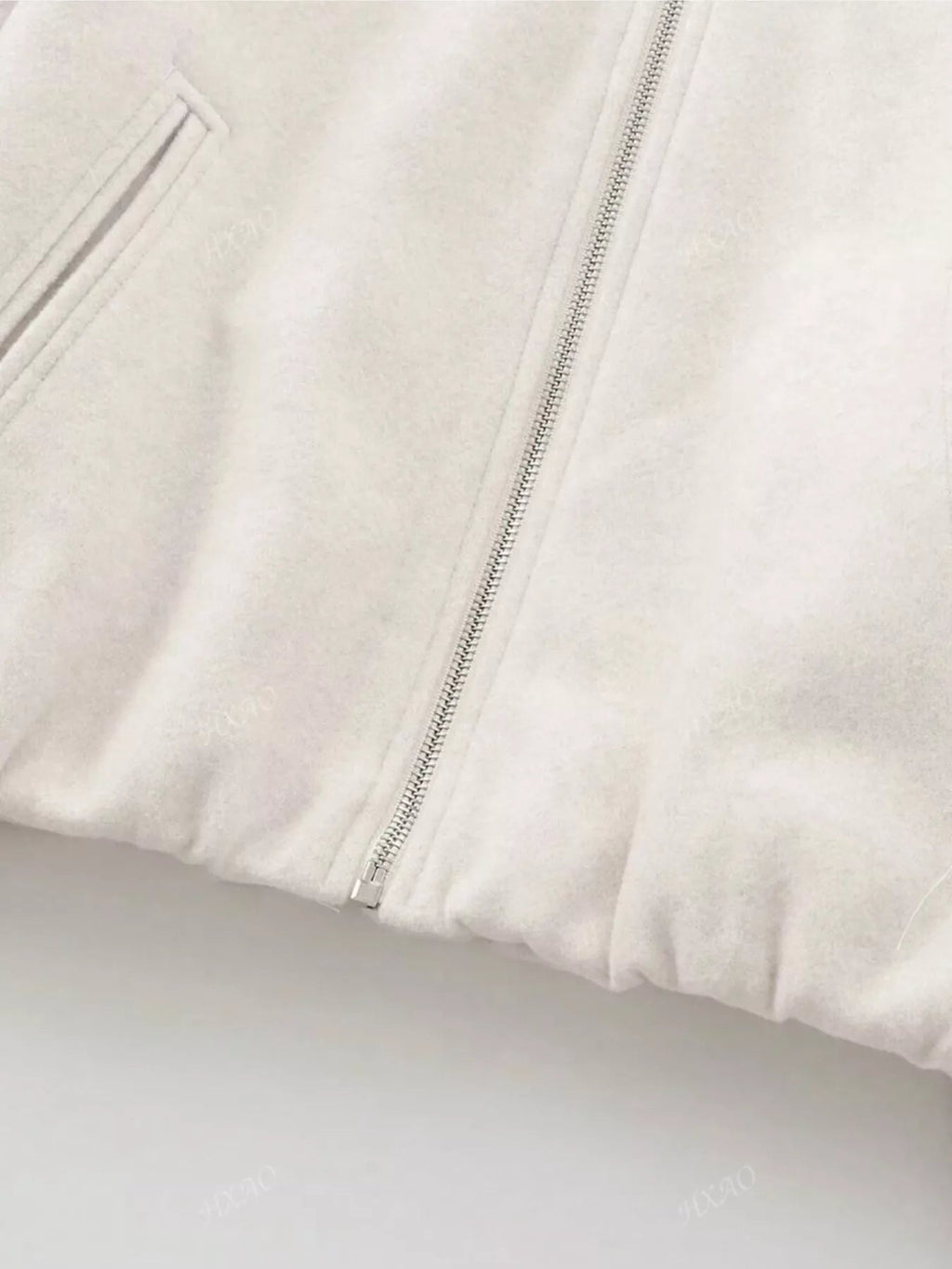 Plus Size Casual Fleece Zip-Up Bomber Jacket.